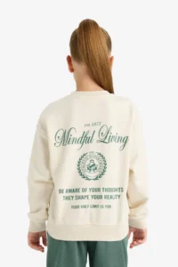 DeFacto Relax Fit Crew Neck Back Printed Sweatshirt Girl Child - Image 6