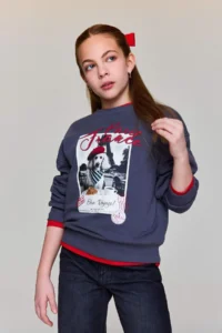 DeFacto Relax Fit Crew Neck Printed Sweatshirt Girl Child