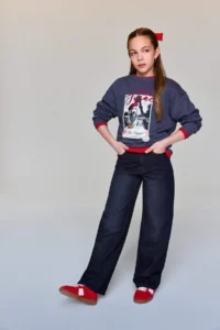 DeFacto Relax Fit Crew Neck Printed Sweatshirt Girl Child - Image 2