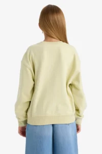 DeFacto Relax Fit Crew Neck Printed Sweatshirt Girls - Image 6