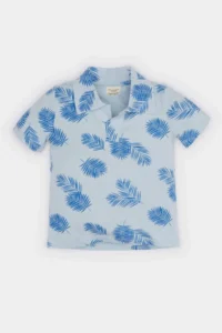 DeFacto Polo Neck Palm Tree Patterned Short Sleeve T-Shirt for Baby Boy
