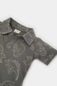 DeFacto Polo Neck Dinosaur Patterned Short Sleeve T-Shirt for Baby Boy - Image 2