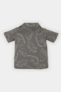 DeFacto Polo Neck Dinosaur Patterned Short Sleeve T-Shirt for Baby Boy - Image 3