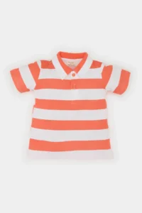 DeFacto Polo Neck Striped Pique Short Sleeve T-Shirt Baby Boy - Image 3