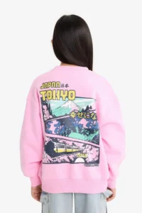 DeFacto Oversize Wide Fit Crew Neck Back Printed Soft Fuzzy Sweatshirt Girl Child - Image 7