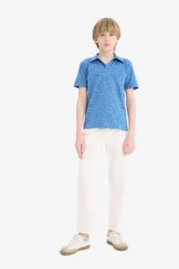 DeFacto Apaş Collar Patterned Short Sleeve T-Shirt Boy - Image 2