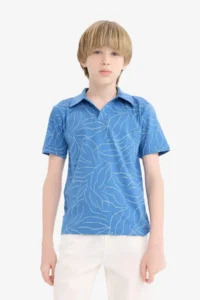 DeFacto Apaş Collar Patterned Short Sleeve T-Shirt Boy - Image 3
