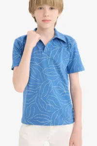 DeFacto Apaş Collar Patterned Short Sleeve T-Shirt Boy - Image 4