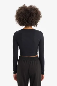DeFacto Cropped Fit Crew Neck Sports Long Sleeve T-Shirt - Image 6