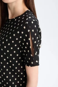 DeFacto Regular Fit Crew Neck Polka Dot Wrapped Short Sleeve T-Shirt - Image 5