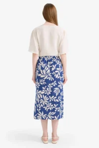 DeFacto New Season egular Fit Patterned Linen Blend Midi Skirt - Image 6