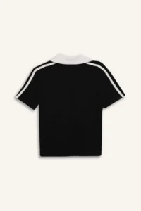 DeFacto Cool Fitted Polo Neck Printed Ribbed Short Sleeve T-Shirt - Image 6