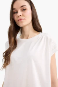 DeFacto Crew Neck Basic Plain Short Sleeve T-Shirt - Image 4