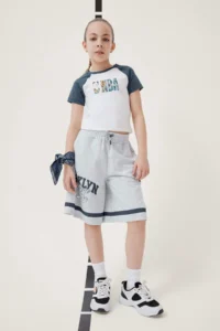 DeFacto NBA Wordmark Fitted Crew Neck Ribbed Short Sleeve T-Shirt Girls - Image 2