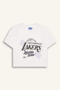 DeFacto NBA Los Angeles Lakers Crew Neck Short Sleeve T-Shirt Girls - Image 3