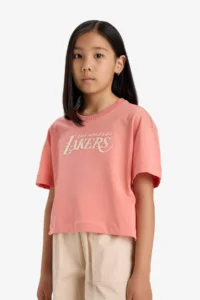 DeFacto NBA Los Angeles Lakers Loose Fit Crew Neck Short Sleeve T-Shirt Girls - Image 6