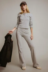 DeFacto Fitted Button Collar Ribbed Long Sleeve T-Shirt - Image 5
