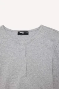 DeFacto Fitted Button Collar Ribbed Long Sleeve T-Shirt - Image 7