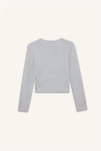 DeFacto Fitted Button Collar Ribbed Long Sleeve T-Shirt - Image 8