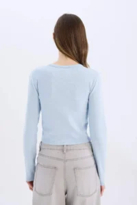DeFacto Fitted Basic Plain Rib Long Sleeve T-Shirt 25SP - Image 6
