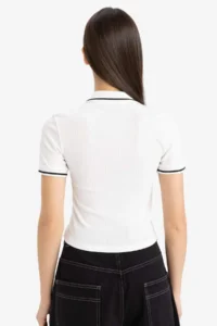 DeFacto Fitted Polo Neck Ribbed Camisole Short Sleeve T-Shirt - Image 6