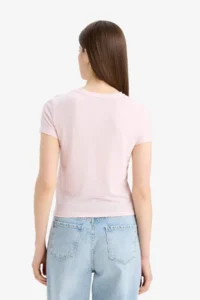 DeFacto Fitted Crew Neck Basic Plain Short Sleeve T-Shirt - Image 5