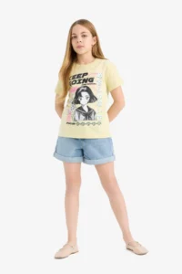 DeFacto Crew Neck Anime Printed Short Sleeve T-Shirt Girls - Image 2