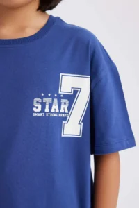 DeFacto Oversize Wide Fit Crew Neck Back Printed Short Sleeve T-Shirt Girl - Image 5