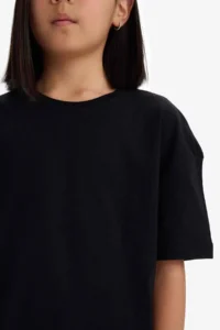 DeFacto Relax Fit Crew Neck Black Girls' T-Shirt D9099A8/BK81 - Image 2