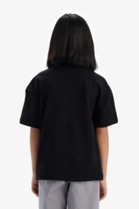 DeFacto Relax Fit Crew Neck Black Girls' T-Shirt D9099A8/BK81 - Image 3