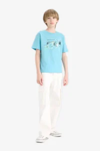DeFacto Light Blue Boys' T-Shirt F0168A8/TR248 - Image 2