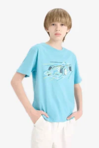 DeFacto Light Blue Boys' T-Shirt F0168A8/TR248 - Image 3