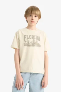 DeFacto Ecru Boys' T-Shirt E6320A8/GN1240 - Image 3