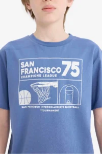 DeFacto Crew Neck Printed Blue Boy's T-Shirt E6309A8/BE341 - Image 4