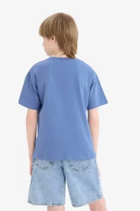 DeFacto Crew Neck Printed Blue Boy's T-Shirt E6309A8/BE341 - Image 5