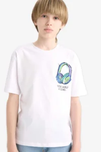DeFacto Crew Neck Printed Short Sleeve T-Shirt Boy - Image 4