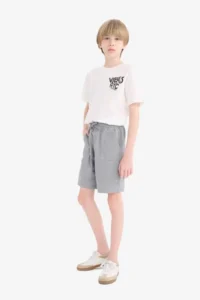 DeFacto Crew Neck Printed Off-White Boy's T-Shirt E6314A8/WT32 - Image 2