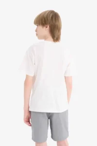 DeFacto Crew Neck Printed Off-White Boy's T-Shirt E6314A8/WT32 - Image 4