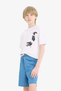 DeFacto Crew Neck Printed Short Sleeve T-Shirt Boy - Image 7