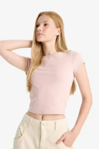 DeFacto Afra x Fitted Rib Short Sleeve T-Shirt - Image 5
