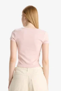 DeFacto Afra x Fitted Rib Short Sleeve T-Shirt - Image 7