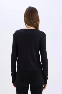 DeFacto Cool Fitted Ribbed Black Women's Long Sleeve T-shirt E7680AX/BK81 - Image 6