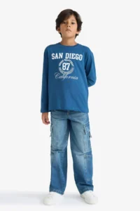 DeFacto Crew Neck Printed Long Sleeve T-Shirt Boy - Image 2