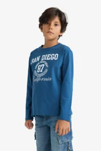 DeFacto Crew Neck Printed Long Sleeve T-Shirt Boy - Image 3