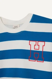 DeFacto Crew Neck Striped Blue - White Boy's Sweatshirt F4694A8/BE539 - Image 2