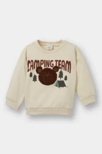 DeFacto Crew Neck Bear Printed Soft Lined Sweatshirt Baby Boy