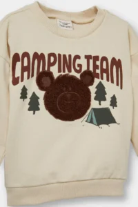 DeFacto Crew Neck Bear Printed Soft Lined Sweatshirt Baby Boy - Image 2