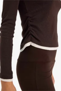 DeFacto Slim Fit Ribbed Brown Women's Long Sleeve T-shirt E6548AX/BN267 - Image 4