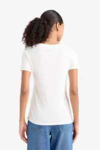 DeFacto 100% Cotton Slim Fit Basic Ribbed T-Shirt - Image 5