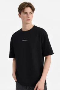 DeFacto Boxy Fit Black Men T-Shirt D5875AX/BK81